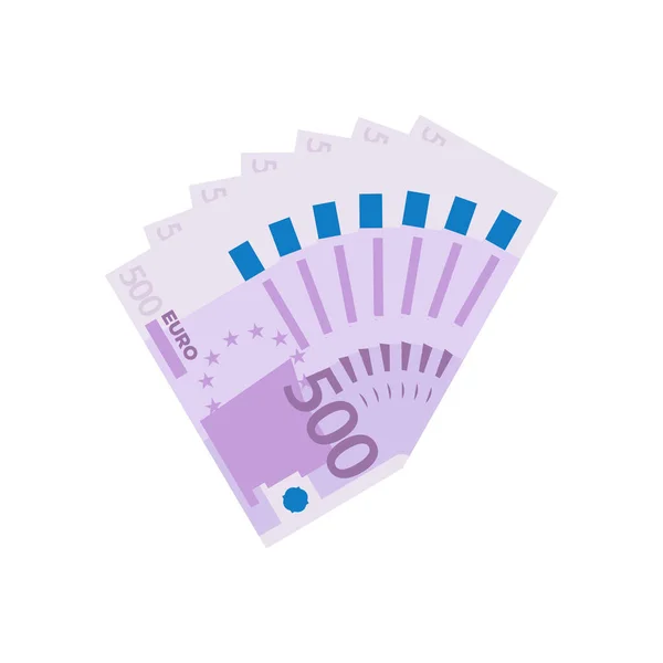 Fan van 500 eurobankbiljetten. Geldvaluta, financiën — Stockvector