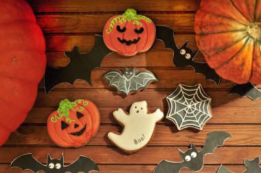 .Figurine Jack fener, örümcek ağları, hayaletler, yarasa, Cadılar Bayramı için kabak çerezleri