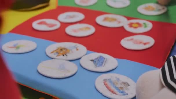 Animators Play Children Children Room Toy Plush Stickers Pictures Only — Stock Video