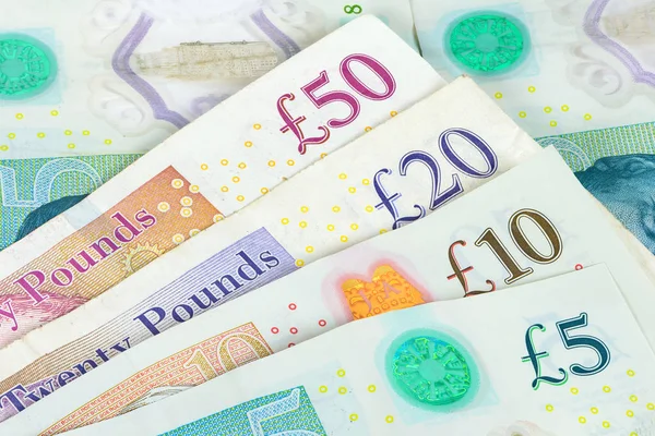Close Set English Pounds Banknotes Финансовый Фон — стоковое фото