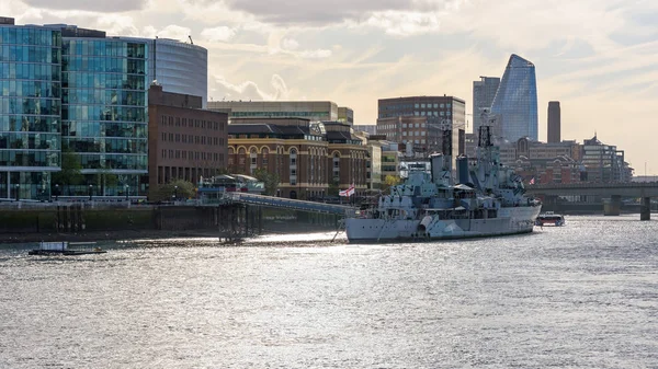 Afternoon Skyline London Thames River Hms Belfast Royalty Free Stock Images