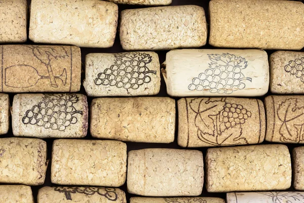 Background Made Wine Corks Laying Row — Stock Photo, Image