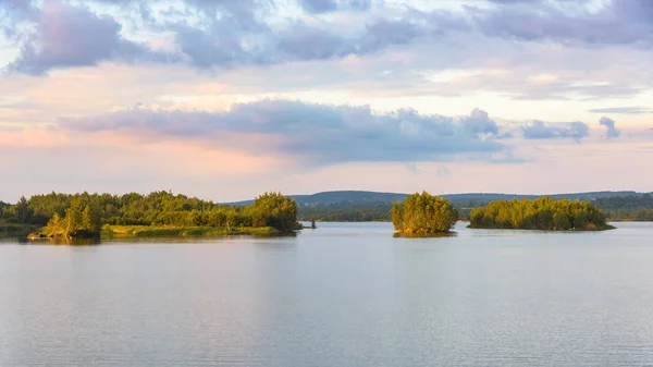 Vista Panorámica Del Lago Pogoria Atardecer Dabrowa Gornicza Polonia — Foto de Stock