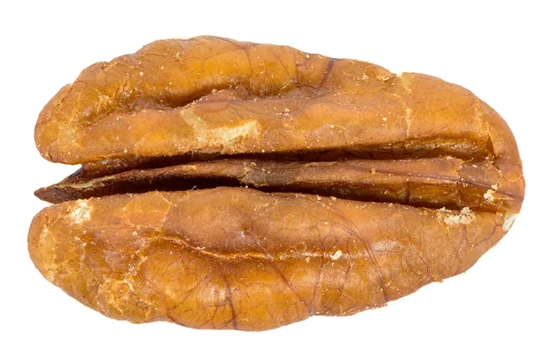 Närbild Pecan Nut Isolerad Vit Bakgrund Med Urklippsbana — Stockfoto