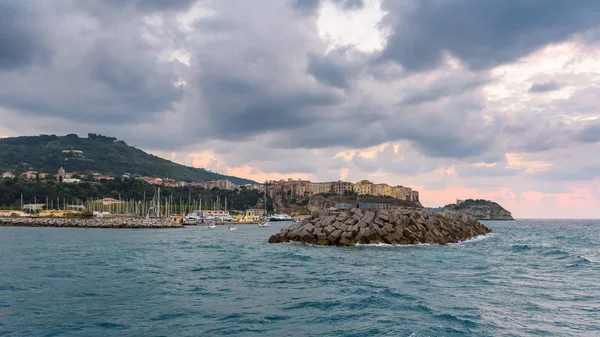 Vue Soir Entrée Port Tropea Calabre Italie — Photo