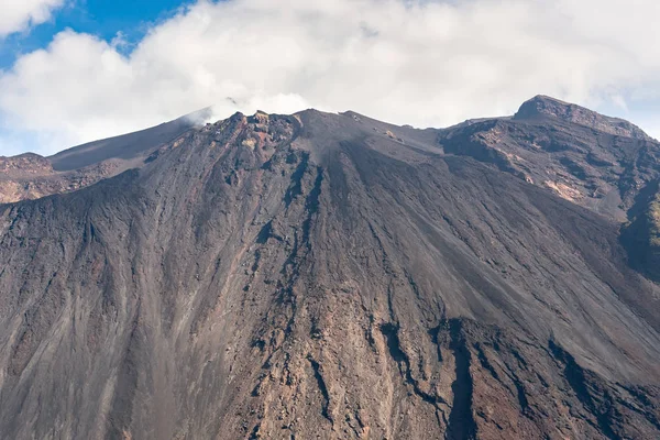 Primo Piano Del Cratere Del Vulcano Stromboli Eruzione Continua Isole — Foto Stock
