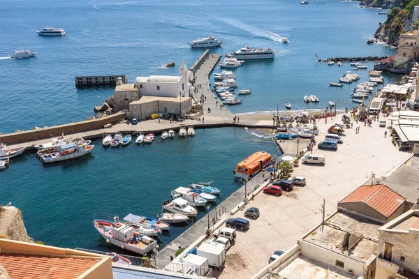 Luchtfoto Van Marina Corta Bij Poort Van Lipari Eolische Eilanden — Stockfoto