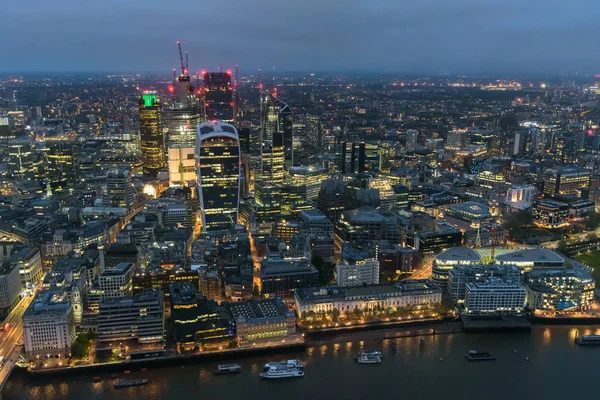 Vista Aérea Cidade Londres Noite Dia Nublado — Fotografia de Stock