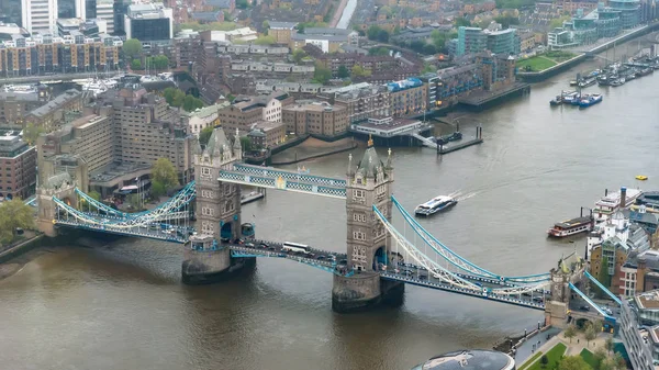 Aerial View Tower Bridge London Overcast Day — Stock Photo, Image