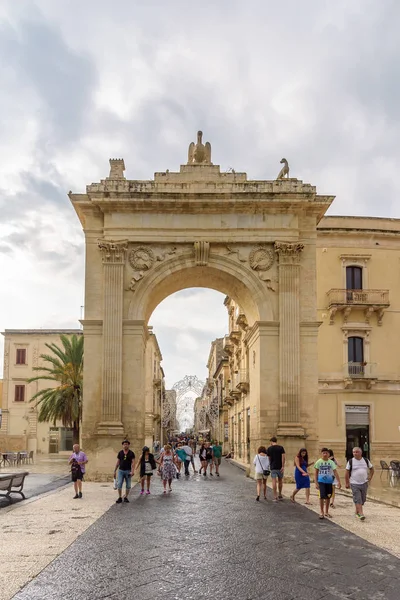 Noto Sicily Italy August 2017 View Royal Gate Symbol Entry — Stock Photo, Image