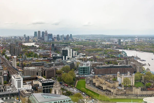 Skyline Wschodniego Londynu Drapaczy Chmur Dzielnicy Docklands — Zdjęcie stockowe