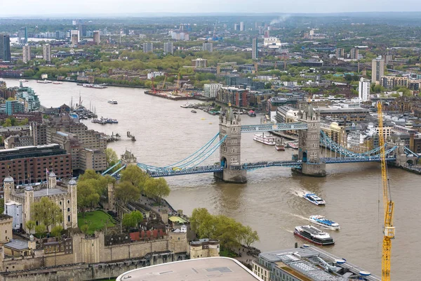 Aerial View Tower Bridge London Cloudy Day — Zdjęcie stockowe