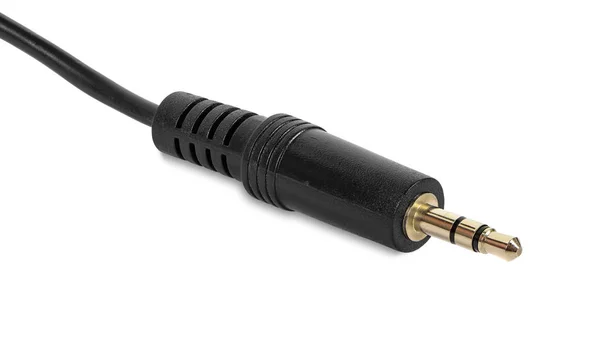 Audio mini jack plug sobre fondo blanco — Foto de Stock