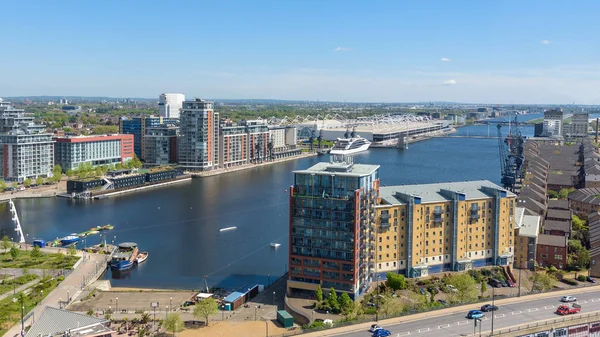 Aerial view of Royal Victoria Dock in London — Stock Photo, Image