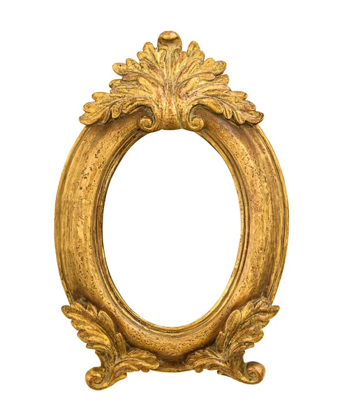 Oval golden decorative picture frame isolated on white — Stock Photo, Image