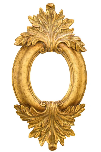 Oval golden decorative picture frame isolated on white — Stock Photo, Image