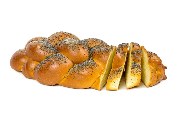 Sliced challah bread on white background — Stock Photo, Image