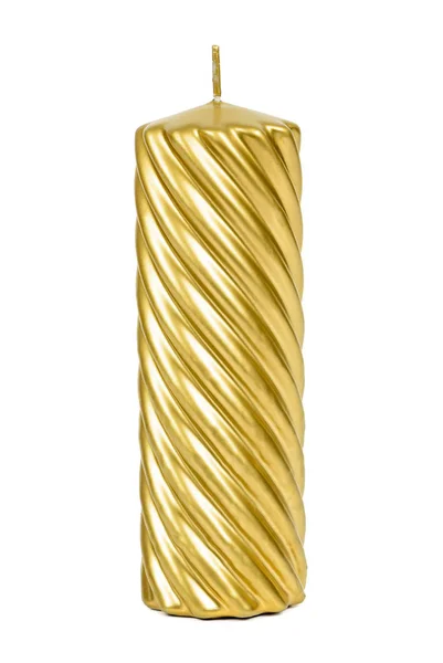 Vela decorativa dourada no fundo branco — Fotografia de Stock