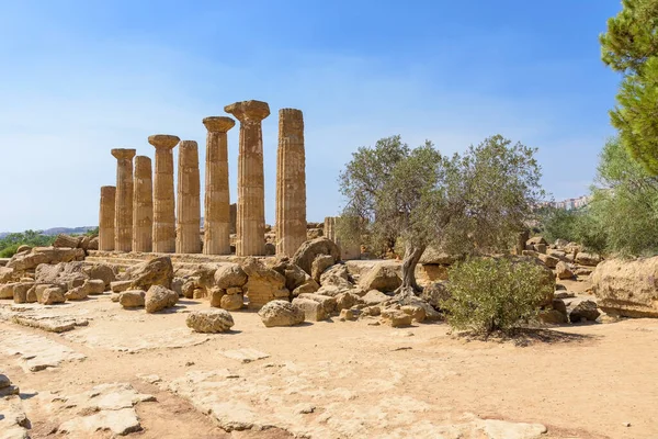 Ruinas Del Templo Hércules Valle Los Templos Agrigento Sicilia Italia — Foto de Stock