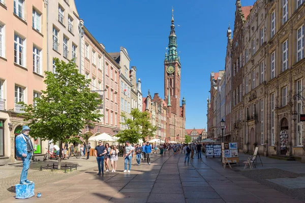 Gdansk Pologne Juin 2020 Célèbre Rue Principale Bondée Vieille Ville — Photo