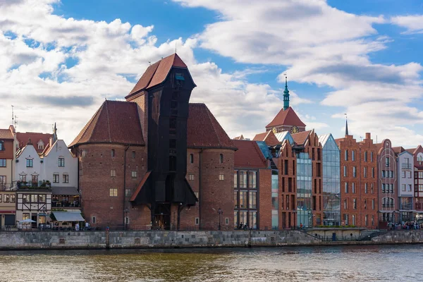 Grue Portuaire Médiévale Dans Vieille Ville Gdansk Rivière Motlawa — Photo