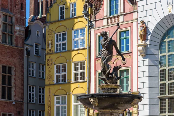 Neptunes Fountain Století Gdaňsku Jedné Nejvýraznějších Památek Města — Stock fotografie