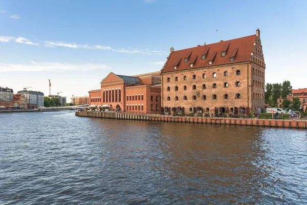 Brick Buildings Motlawa River Gdansk Downtown Poland — Stock Photo, Image