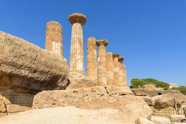 Ruinas Del Templo Hércules Valle Los Templos Agrigento Sicilia Italia — Foto de Stock