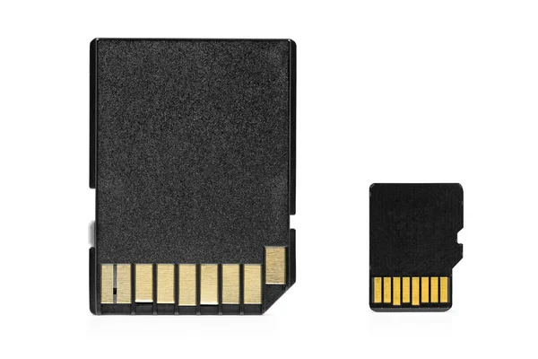 Microsd Speicherkarte Mit Adapter Isoliert Auf Weißem Hintergrund Mit Clipping — Stockfoto