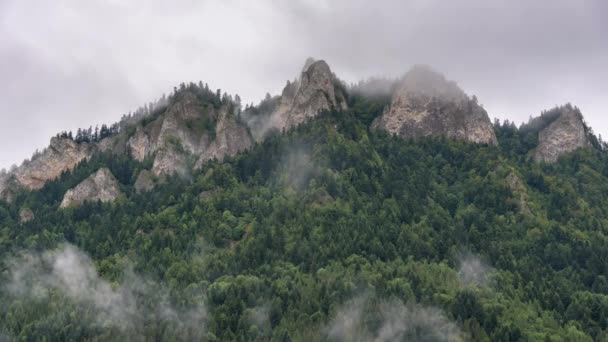 Wolken Über Dem Dreikronengipfel Pieniny Polen Zeitraffer Video — Stockvideo