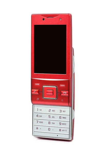 Röd Vintage Reglaget Telefon Isolerad Vit Bakgrund Med Klippbana — Stockfoto