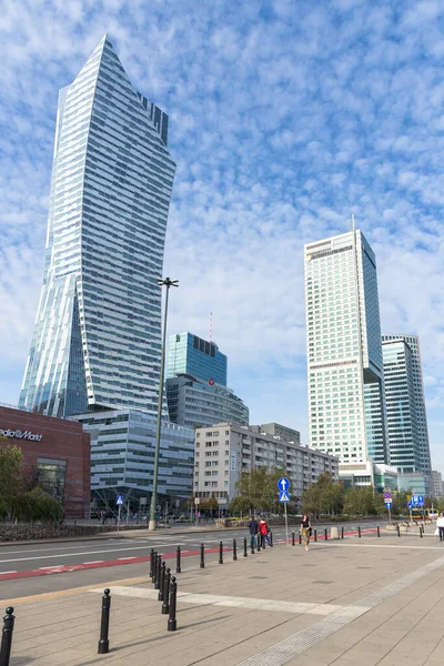 Warsaw Poland October 2019 People Walk Street Emilia Plater Amongst — Stock Photo, Image