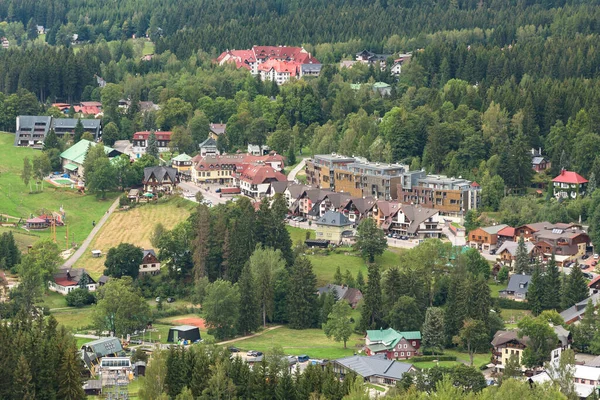 Summer Aerial View Harrachov Town Czech Karkonosze Mountains — Stock Photo, Image