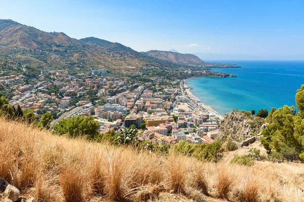 Aerial Summer View Cefalu Town Sicily Italy — Stock Photo, Image
