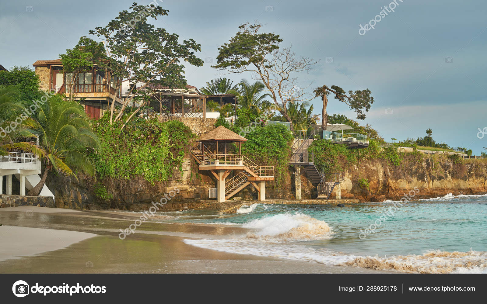 House Sea Harmony Nature Paradise Beach Contadora Island Pacific Ocean Stock Photo