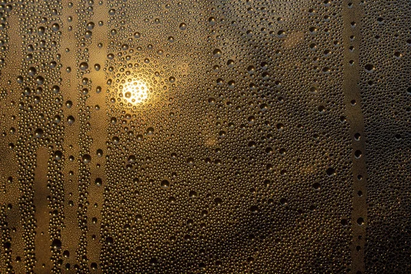 Sunset Misted Glass Drops Drips Background Rain — Stock Photo, Image