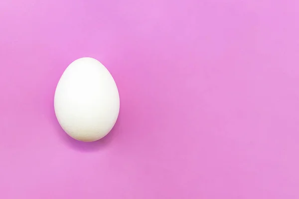 Copyspace White Chicken Egg Pink Lilac Background — Stock Photo, Image