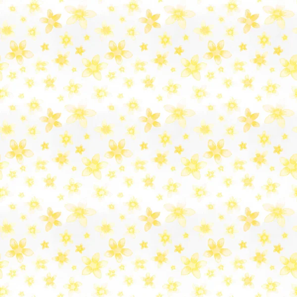 Sem Costura Aquarela Padrão Pintado Amarelo Pequenas Flores Fundo Listrado — Fotografia de Stock