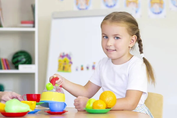 Clases Terapia Del Desarrollo Del Habla Con Una Niña Ejercicios —  Fotos de Stock