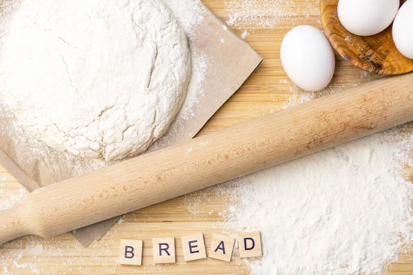 Faire Pâte Pour Pain Les Produits Boulangerie Maison Ingrédients Sur — Photo