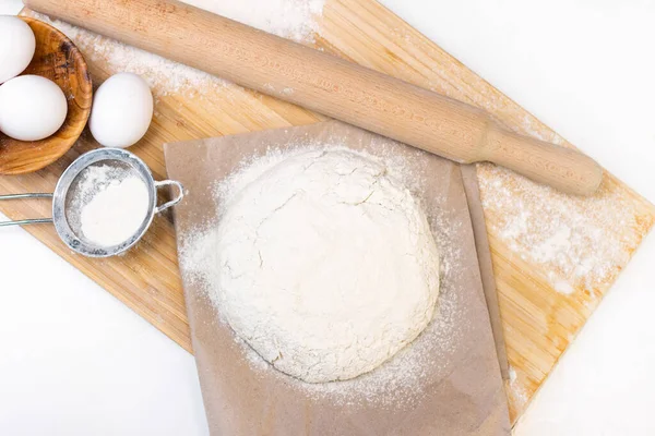 Hacer Masa Para Pan Productos Horneados Caseros Ingredientes Sobre Mesa — Foto de Stock