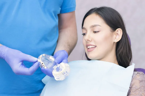 Dentist Patient Dental Office Woman Having Teeth Examined Dentists — Stock Photo, Image
