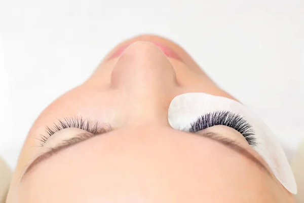 Eyelash Extension Procedure Woman Eye Long Eyelashes Close — Stock Photo, Image