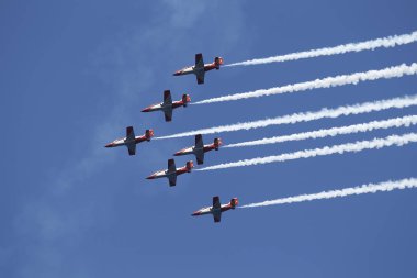 Vigo-Ispanya. Vigo Uluslararası Hava Festivali. Ispanyol Hava Kuvvetleri kartal devriye 18 Temmuz 2010 yılında Vigo, Ispanya
