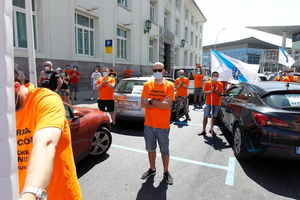 Coruña España Trabajadores Protestando Con Una Máscara Debido Cierre Alcoa — Foto de Stock
