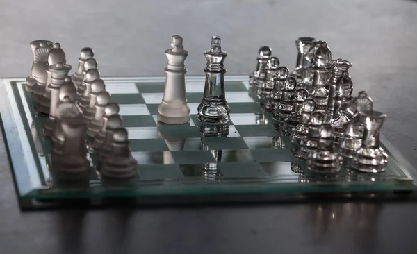 Шахматная Доска Стекла Черно Белое Изображение — стоковое фото