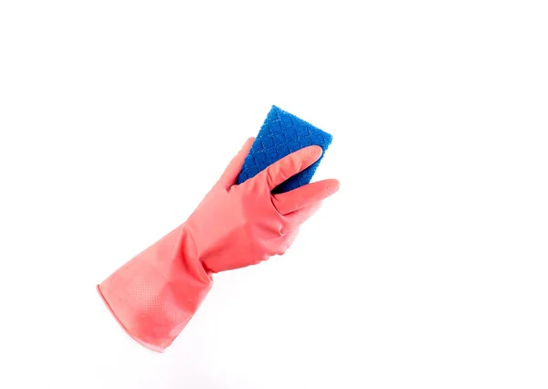 Guantes Goma Con Esponja Para Limpiar Sobre Fondo Blanco — Foto de Stock