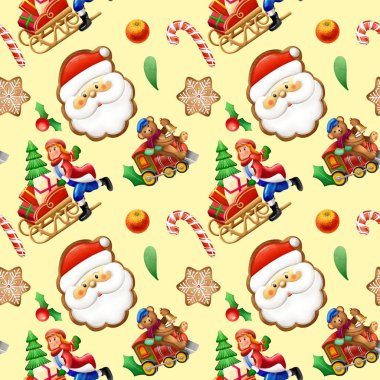 Kusursuz Noel baskısı. Paketler, kumaşlar ve desenler. Yaratıcılığınız için nitel çizimler.