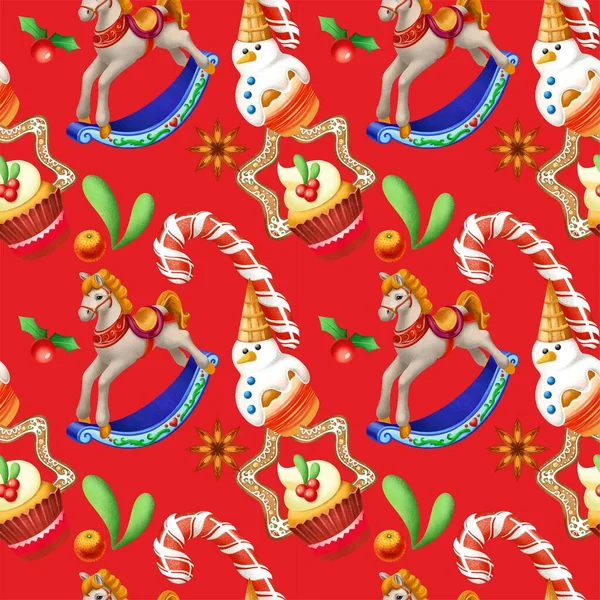 Christmas seamless print. Patterns for packaging, fabrics and patterns. Qualitative illustrations for your creativity.