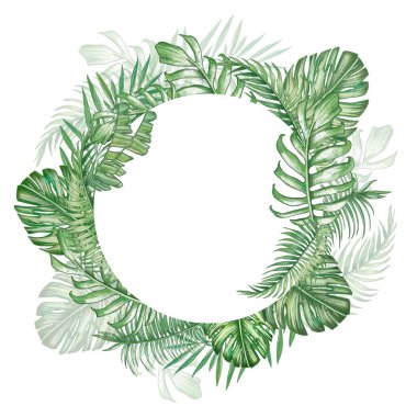 Parlak tropikal yapraklar ve egzotik çiçekler yüksek kaliteli ve detaylı çizimler..